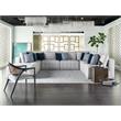 Universal Black Wood & Cane Accent Chair in Gray Performance Fabric