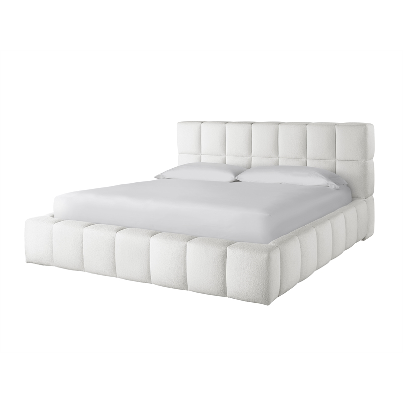 Universal Modern Nomad Upholstered Colina Queen Bed in Ivory Fabric