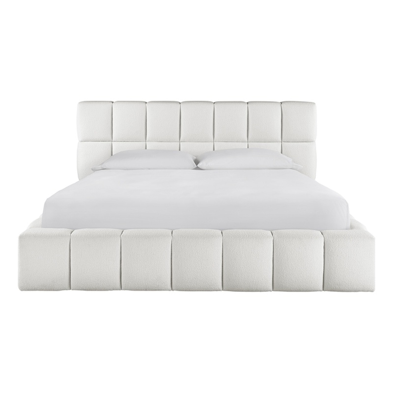 Universal Modern Nomad Upholstered Colina Queen Bed in Ivory Fabric