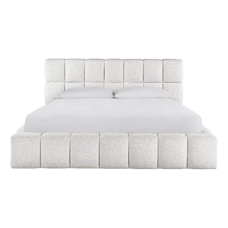 Universal Modern Nomad Upholstered Colina King Bed in Ivory Fabric