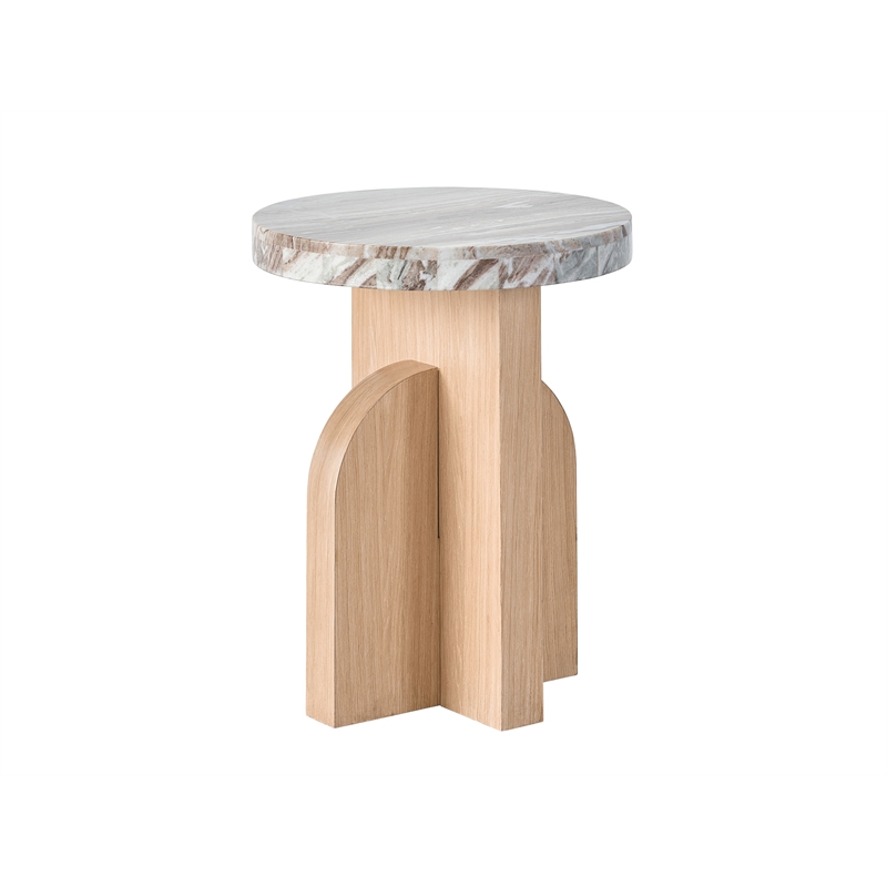 Universal Furniture Nomad Riverine Accent Table in Tan Tech Oak Wood & Stone Top