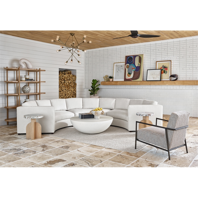 Universal Furniture Nomad Riverine Accent Table in Tan Tech Oak Wood & Stone Top