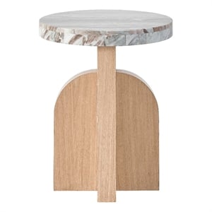 Universal Furniture Nomad Riverine Accent Table in Tan Tech Oak Wood & Stone Top