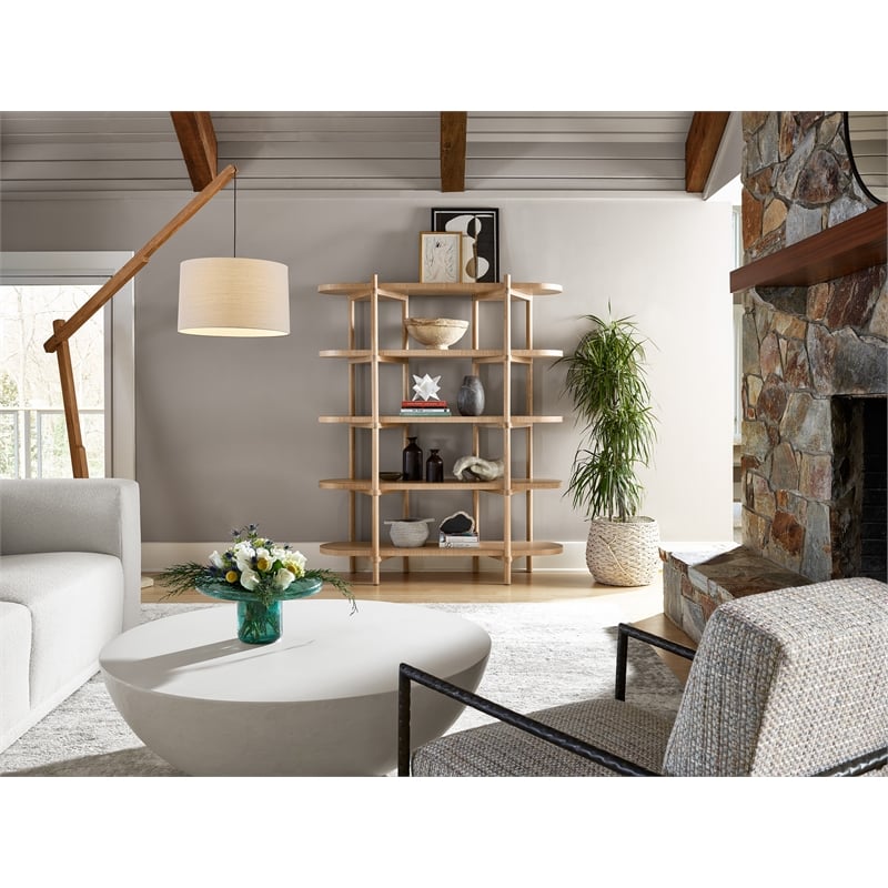 Universal Furniture Modern Nomad Etagere in Tan Tech Oak Wood