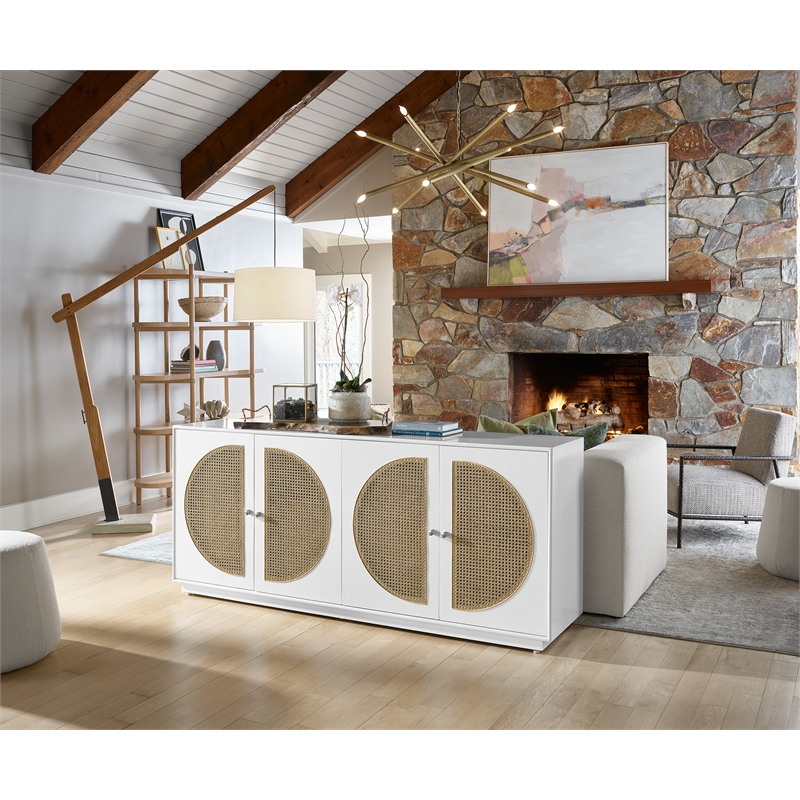 Universal Furniture Modern Nomad Four Door Credenza in Tan Tech Oak Wood