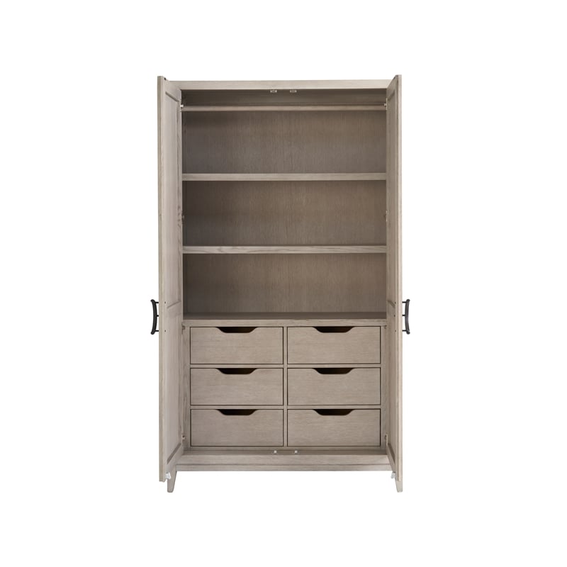 Universal Coalesce Two Door Wardrobe in Gray Oak Wood
