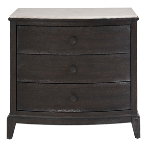 Universal Coalesce Coalesce Stone Top Three Drawer Nightstand in Black Oak Wood