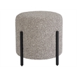 Universal Coalesce Gray Upholstered Pouf with Matte Black Metal Legs