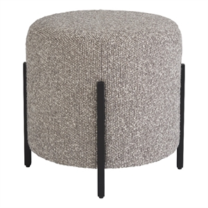 Universal Coalesce Gray Upholstered Pouf with Matte Black Metal Legs