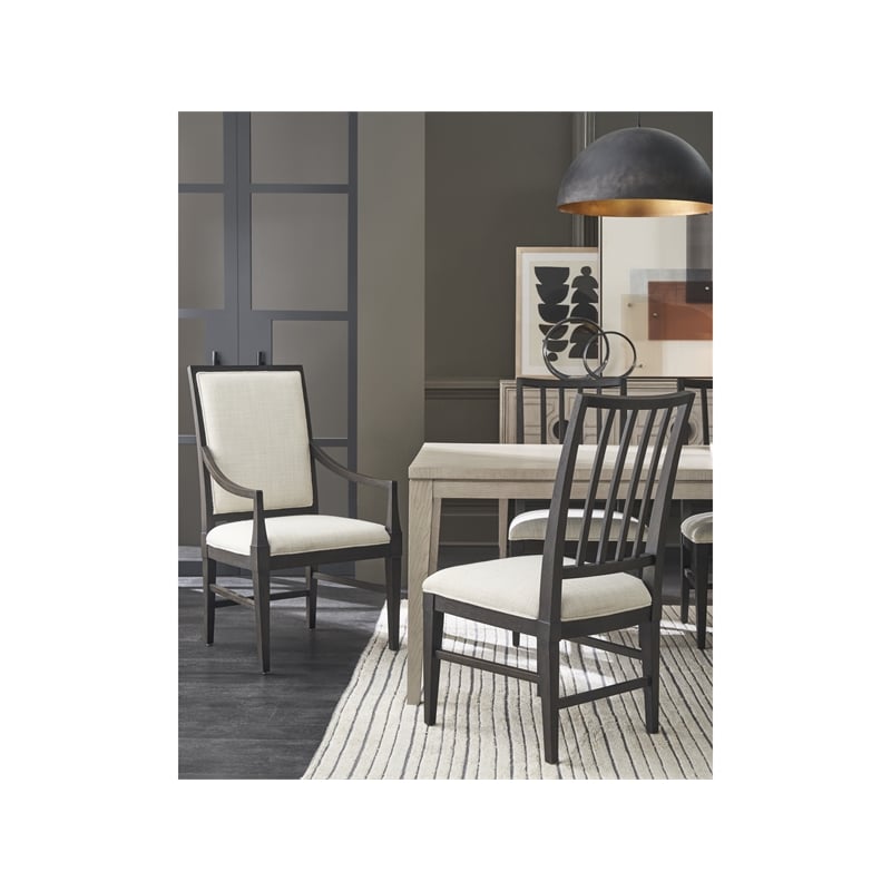 Universal Coalesce Set of 2 Wood Framed Upholstered Arm Chairs - Black Solid Oak