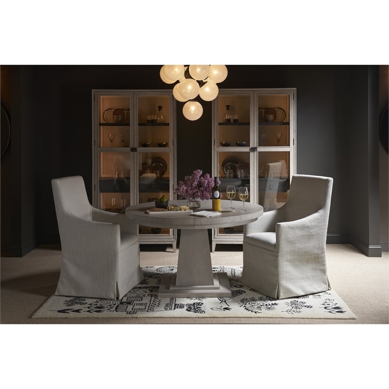 Universal Coalesce Rasmus 52 Inch Round Dining Table in Gray Oak Wood