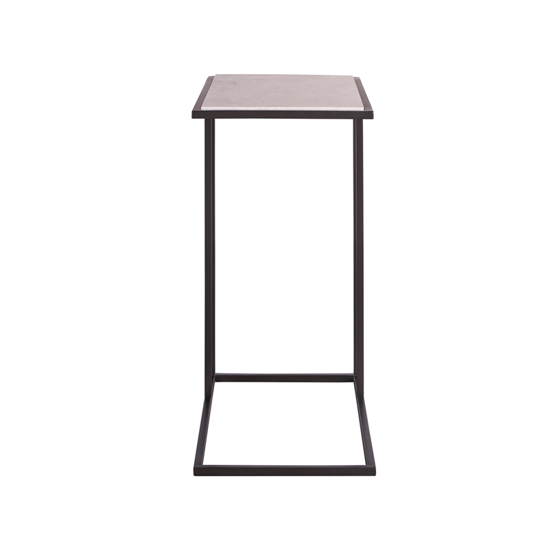 Universal Coalesce Boer Metal & Stone Drink Table in Matte Black Metal