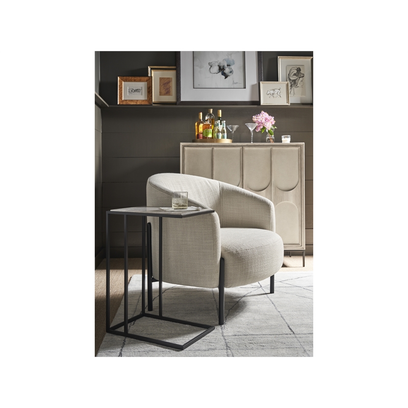 Universal Coalesce Boer Metal & Stone Drink Table in Matte Black Metal