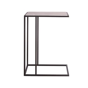 Universal Coalesce Boer Metal & Stone Drink Table in Matte Black Metal