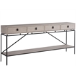 Universal Coalesce 80 Inch Barber Long Console in Gray Oak Wood with Metal Base