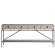 Universal Coalesce 80 Inch Barber Long Console in Gray Oak Wood with Metal Base