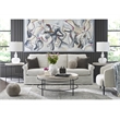 Universal Coalesce Round Accent Table in Gray Oak Wood with Black Metal Base