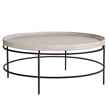 Universal Coalesce Round Tray Top Cocktail Table - Gray Oak Wood with Black Base