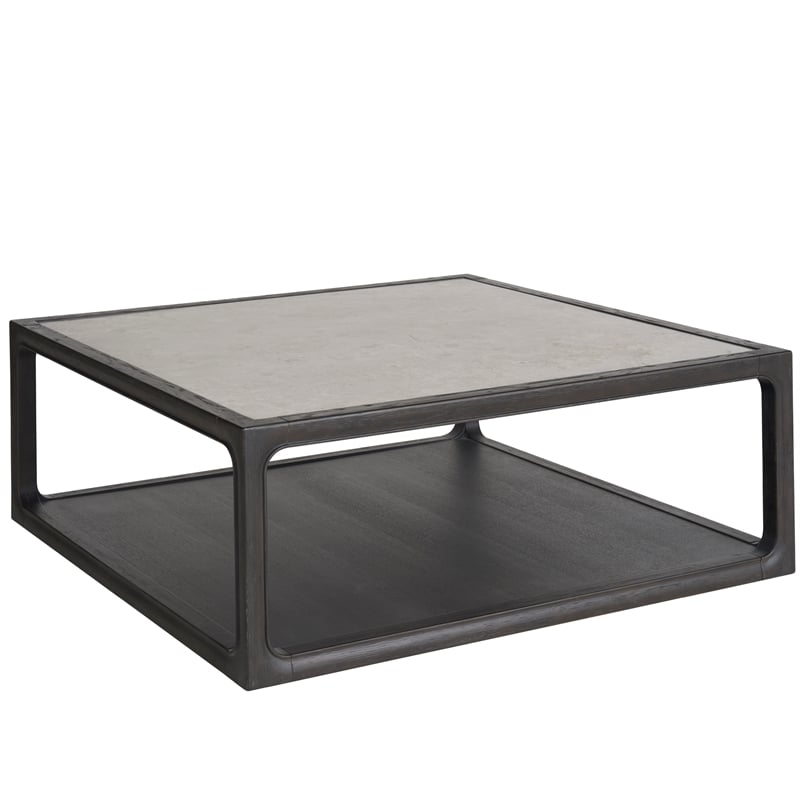 Universal Coalesce Solid Oak Wood Halen Coffee Table with Inset Stone Top