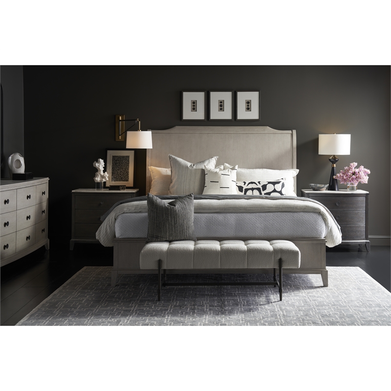 Universal Coalesce Silva Gray Oak Wood Sleigh King Bed