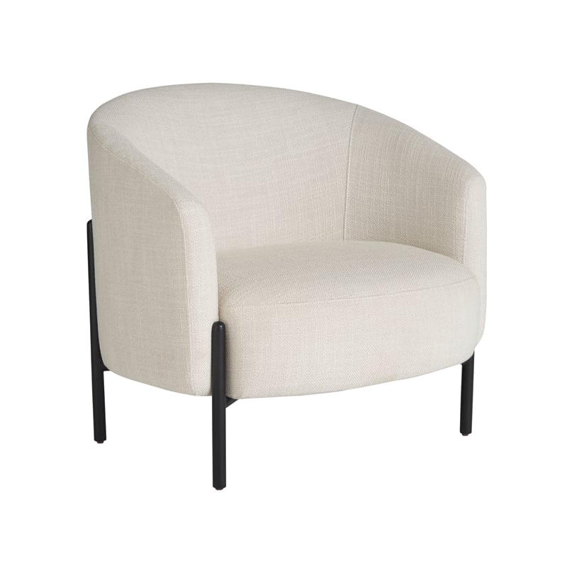 Universal Cream Crypton Upholstered Nikolai Lounge Chair-Black Metal Legs