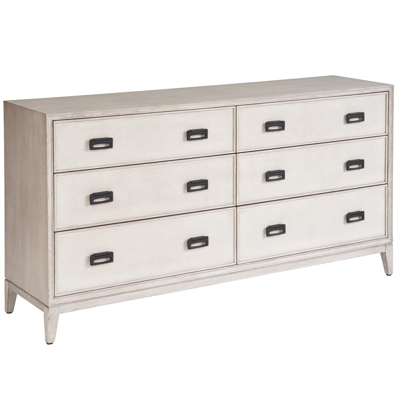 Universal Coalesce Estelle Six Drawer Dresser in Gray Oak Wood