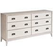 Universal Coalesce Estelle Six Drawer Dresser in Gray Oak Wood