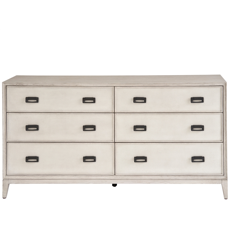 Universal Coalesce Estelle Six Drawer Dresser in Gray Oak Wood