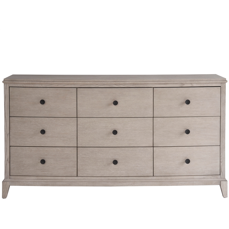 Universal Coalesce Nine Drawer Dresser in Gray Oak Wood