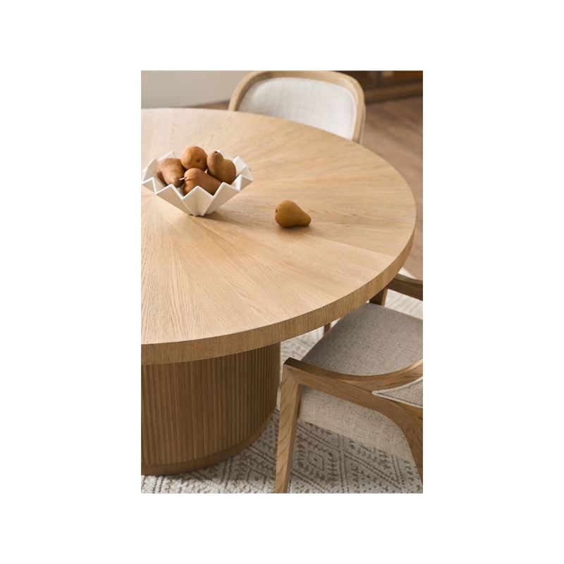 Universal Furniture Avaline Carmen Round Wood Dining Table in Tan