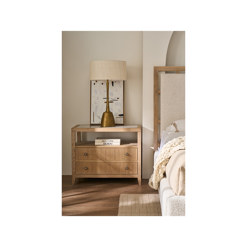 Universal Furniture Avaline Carmen Two Drawer Nightstand in Tan