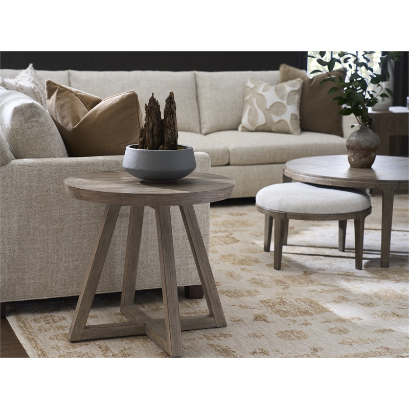 Universal Furniture Boulder Round Side Table in Boulder Gray
