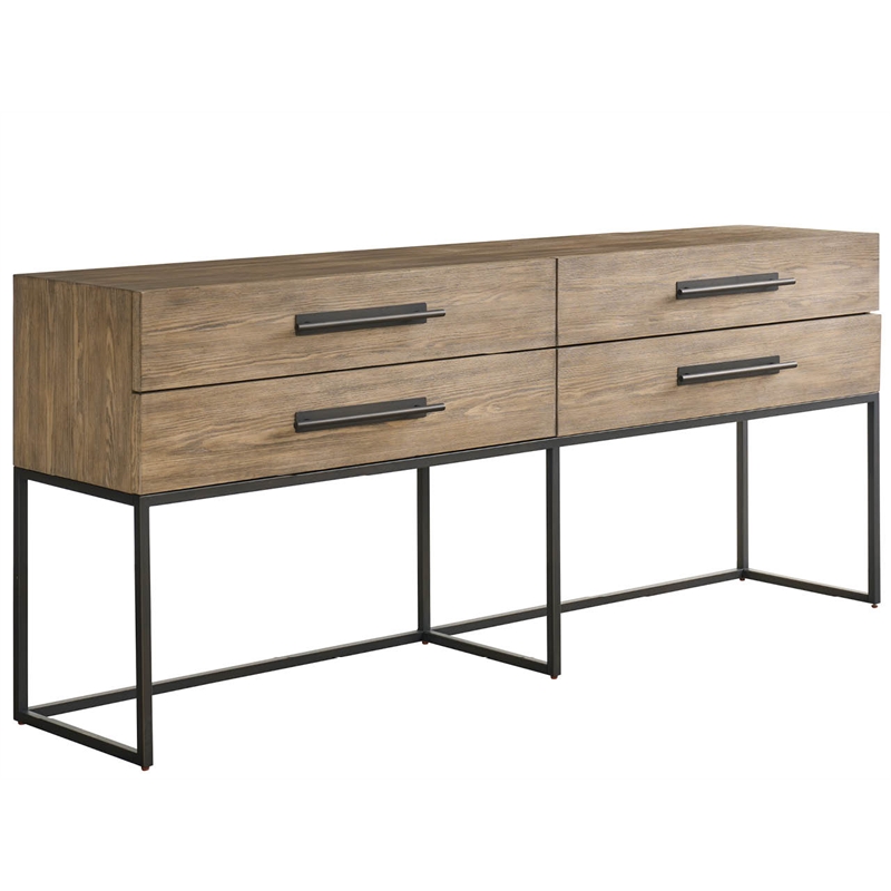Universal Furniture Boulder Metal Base Console in Boulder Gray