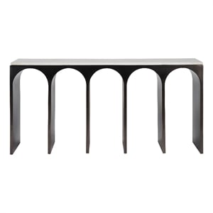 Universal Furniture Moda Console Table in White Banswara/Aged Satin Pewter