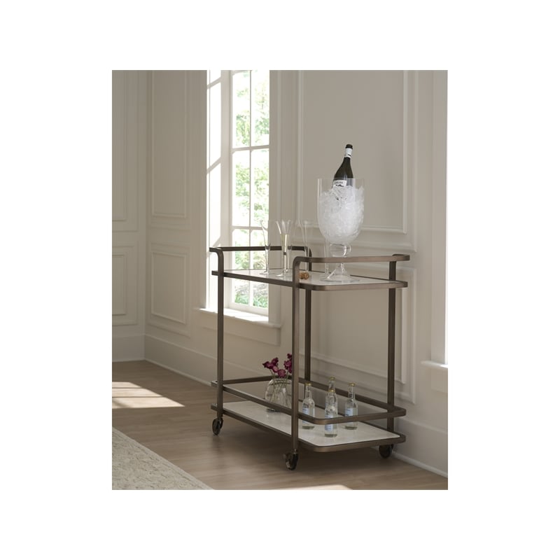 Universal Furniture Aged Gold Bar Cart in Aged Gold