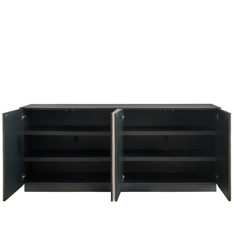 Universal Furniture Stone Credenza in Metal and White Travertine