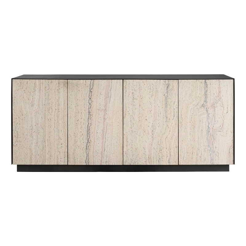 Universal Furniture Stone Credenza in Metal and White Travertine