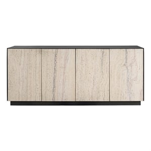 Universal Furniture Stone Credenza in Metal and White Travertine