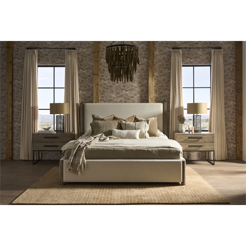 Universal Furniture Boulder Upholstered Bed King in Oatmeal