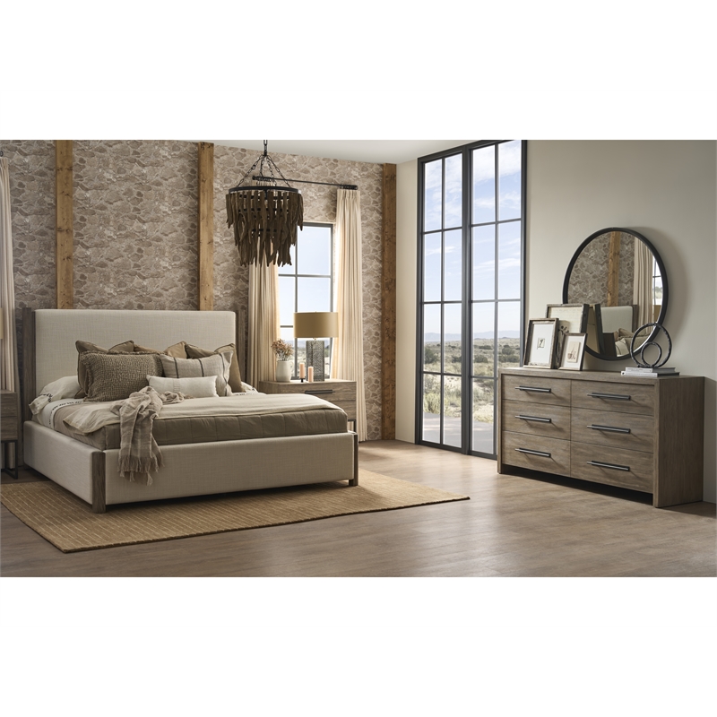 Universal Furniture Boulder Upholstered Bed King in Oatmeal
