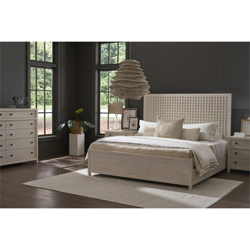 Universal Furniture River Rock Panel Bed Queen in Cream
