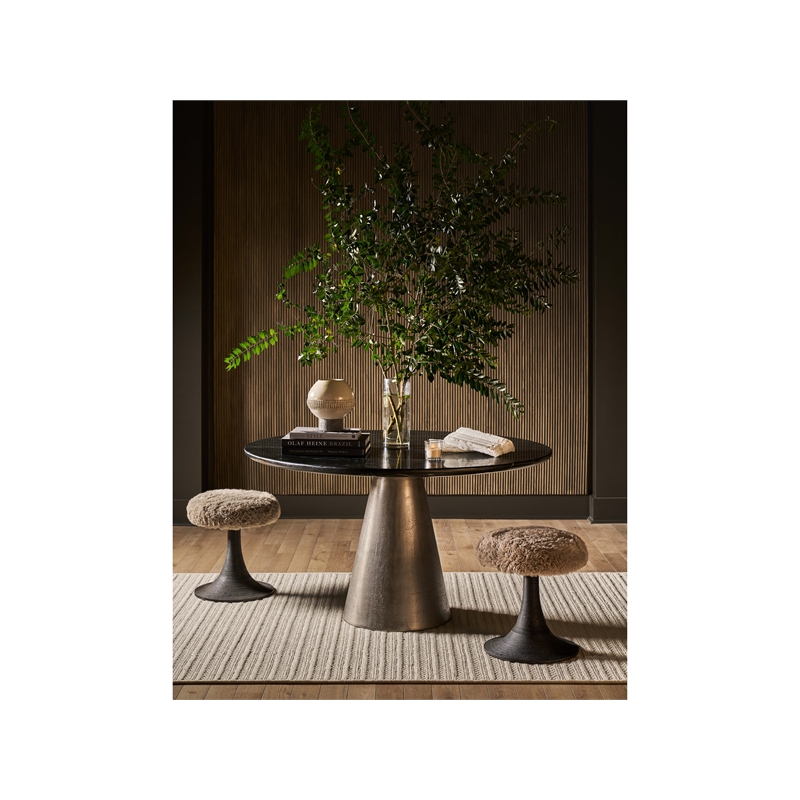 Universal Furniture Slate Dining Table in Black Merino/Antique Silver