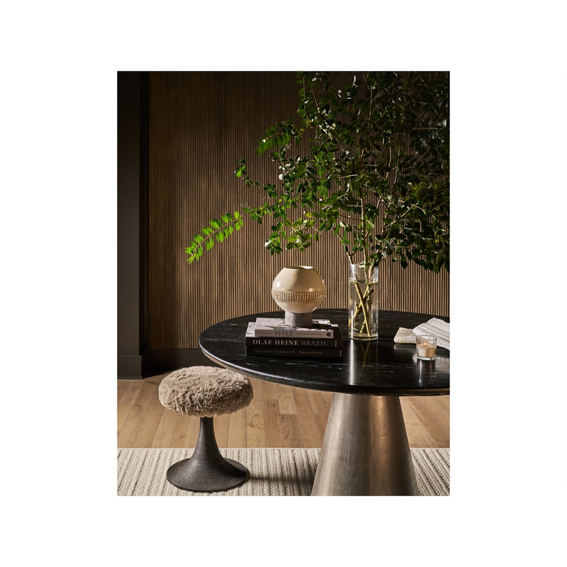 Universal Furniture Slate Dining Table in Black Merino/Antique Silver