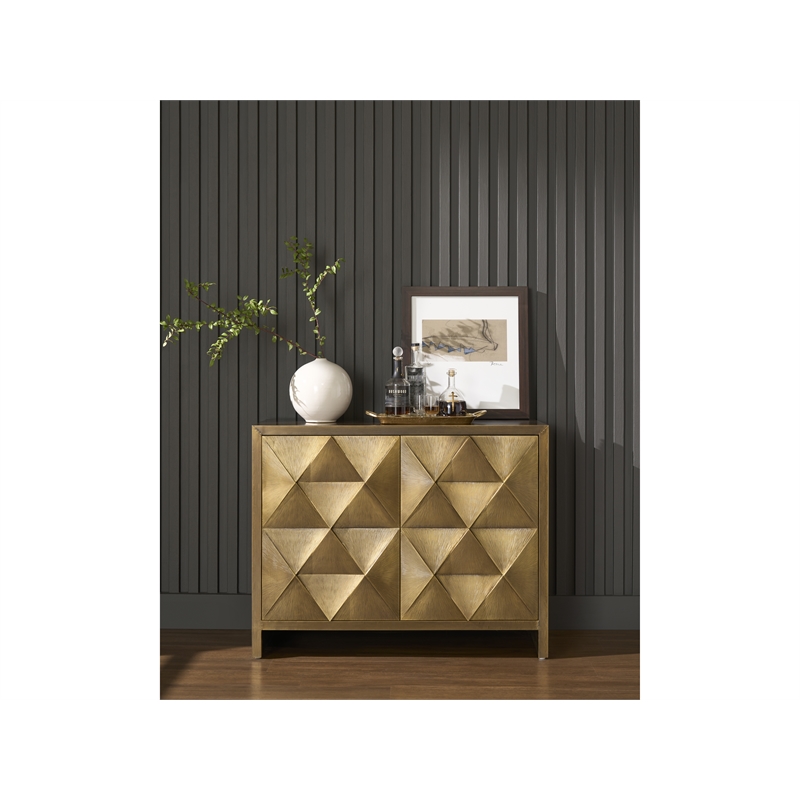 Universal Furniture Origami Hall Chest in Aged Gold