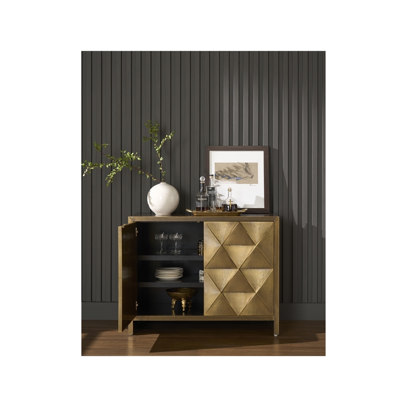 Universal Furniture Origami Hall Chest in Aged Gold