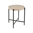 Universal Furniture Theron Round End Table in Travertine/Bronze
