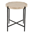 Universal Furniture Theron Round End Table in Travertine/Bronze