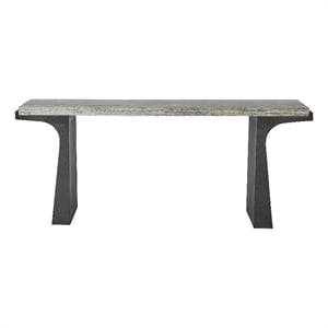 Universal Furniture Quill Console Table in White Travertine/Dark Bronze