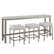 Universal Furniture Oasis Console W Stools in Antique Nickel