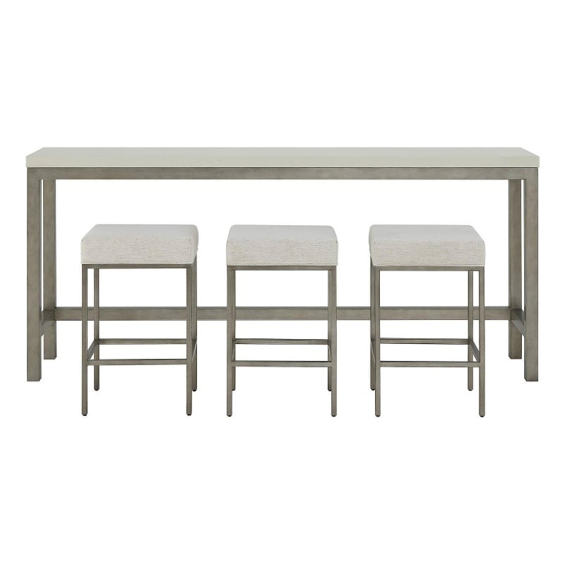 Universal Furniture Oasis Console W Stools in Antique Nickel